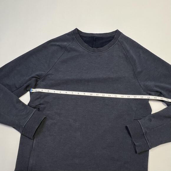 Lululemon Sweater Mens Medium Blue City Sweat Crew Pullover Hidden Zip Pocket - Picture 8 of 9